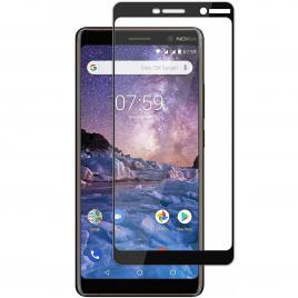 Folie sticla securizata Full Cover Full Glue pentru Nokia 7 Plus Negru