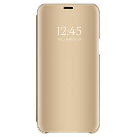 Husa Protectie Toc Flip Cover Clear View Mirror Samsung Galaxy S7 Edge Auriu