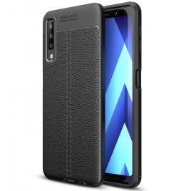 Husa Samsung Galaxy A7 2018 Auto Focus TPU Neagra +Folie Sticla Transparenta