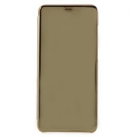 Husa Flip Stand Clear View Compatibila Samsung Galaxy A7 2018 Gold