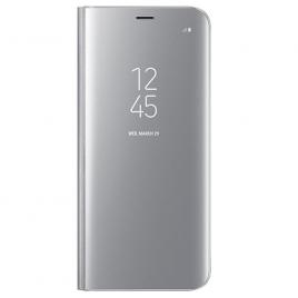 Husa Flip Stand Clear View Compatibila Samsung Galaxy A7 2018 Silver