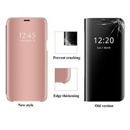 Husa Protectie Toc Flip Cover Clear View Mirror Huawei Y7 2019 Roz