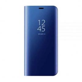 Husa Samsung Galaxy M20 - Flip Mirror tip Carte Capac translucid Albastra