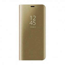 Husa Samsung Galaxy M20 - Flip Mirror tip Carte Capac translucid Aurie