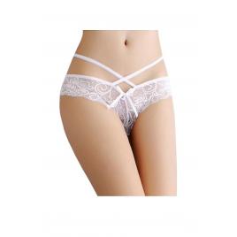 Chiloti dama tanga dantela alb S-M INTL
