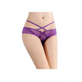 Chiloti dama tanga dantela mov S-M INTL