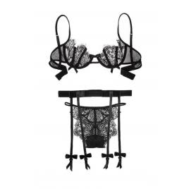 Lenjerie sexy OEM set 3 piese negru One Size INTL