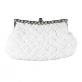 Poseta clasic Textil De mana Alb 23x14x3 cm