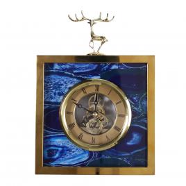 Ceas decorativ de masa stil modern albastru cu auriu 22 x 16 cm
