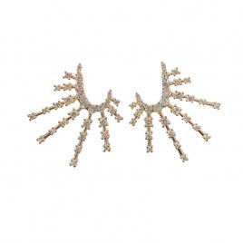 Cercei dama Aliaj metalic Auriu Cristale  3.5 x 3 cm
