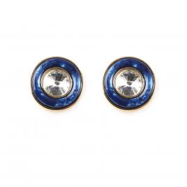 Cercei dama Aliaj metalic Auriu Cristale Sidef albastru Disc 1.5 cm