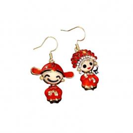 Cercei dama Aliaj metalic Auriu traditional chinez  3 x 1.5 cm