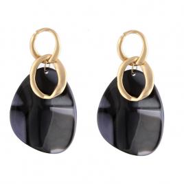 Cercei dama Aliaj metalic Scoici Negru/Auriu 5 x 3 cm