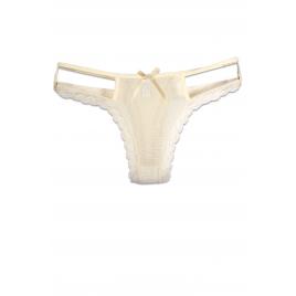 Chiloti sexy dama tanga dantela Bej 2 barete S-M INTL