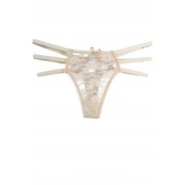 Chiloti sexy dama tanga dantela Bej 3 barete S-M INTL