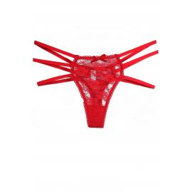 Chiloti sexy dama tanga dantela Rosu 3 barete S-M INTL