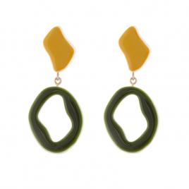 Cercei dama Plastic Galben Verde 6.5 x 2.5 cm - 6666221