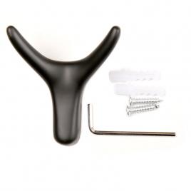 Cuier dublu modern cu accesorii Aluminiu Negru Fix 8 x 6 cm