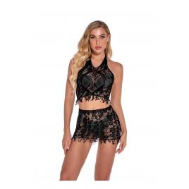 Set Body top si fusta Nylon Negru Set 2 piese S-M INTL