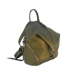 Rucsac, OzzO, Arya, dama, piele naturala, captusit integral interior, 4 buzunare, Kaki