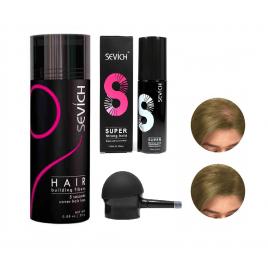 Kit complet fibre pentru păr rar, sevich, pudră, fixativ, aplicator, blond, 25 g