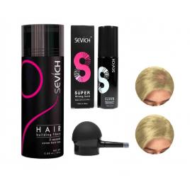 Kit complet fibre pentru păr rar, sevich, pudră, fixativ, aplicator, blond deschis, 25 g