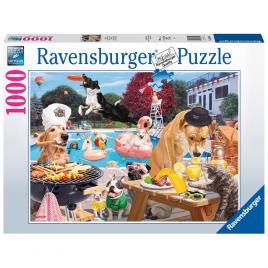 Puzzle catei la piscina ravensburger 1000 piese