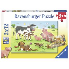 Puzzle familii animale - 2x12 piese