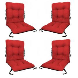 Set 4 perne sezut/spatar pentru scaun de gradina sau balansoar, 50x50x55 cm, culoare rosu
