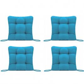 Set perne decorative pentru scaun de bucatarie sau terasa, dimensiuni 40x40cm, culoare albastru, 4 buc/set