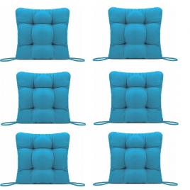 Set perne decorative pentru scaun de bucatarie sau terasa, dimensiuni 40x40cm, culoare albastru, 6 buc/set