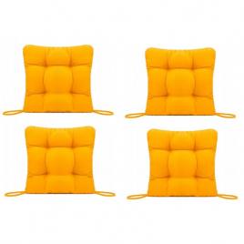 Set perne decorative pentru scaun de bucatarie sau terasa, dimensiuni 40x40cm, culoare galben, 4 bucati/set