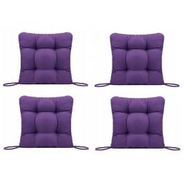 Set perne decorative pentru scaun de bucatarie sau terasa, dimensiuni 40x40cm, culoare mov, 4 bucati/set