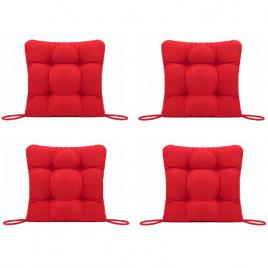 Set perne decorative pentru scaun de bucatarie sau terasa, dimensiuni 40x40cm, culoare rosu, 4 buc/set