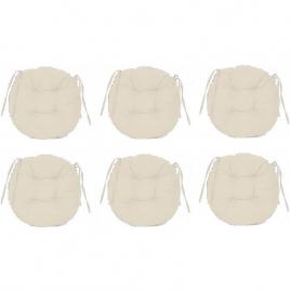 Set perne decorative rotunde, pentru scaun de bucatarie sau terasa, diametrul 35cm, culoare alb, 6 buc/set