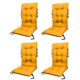 Set perne pentru scaun de casa si gradina cu spatar,  48x48x75cm, culoare galben, 4 buc/set