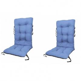 Set perne pentru scaun de casa si gradina cu spatar, 48x48x75cm, culoare albastru, 2 buc/set