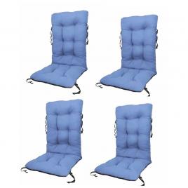 Set perne pentru scaun de casa si gradina cu spatar, 48x48x75cm, culoare albastru, 4 buc/set