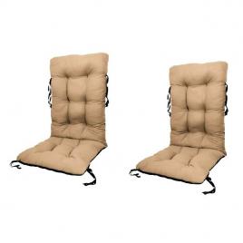 Set perne pentru scaun de casa si gradina cu spatar, 48x48x75cm, culoare bej, 2 buc/set