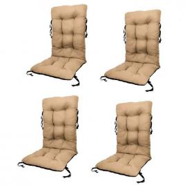 Set perne pentru scaun de casa si gradina cu spatar, 48x48x75cm, culoare bej, 4 buc/set