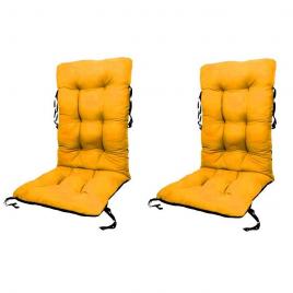 Set perne pentru scaun de casa si gradina cu spatar, 48x48x75cm, culoare galben, 2 buc/set