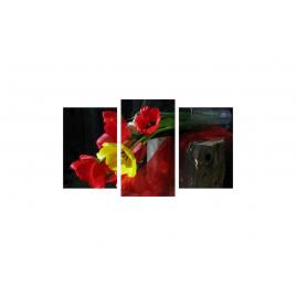 Tablou multicanvas 3 piese 150x90 cm, Flori model 29
