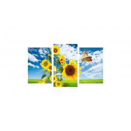 Tablou multicanvas 3 piese 150x90 cm, Flori model 34