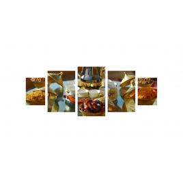 Tablou multicanvas 5 piese 220x90 cm, Food and Drinks model 192