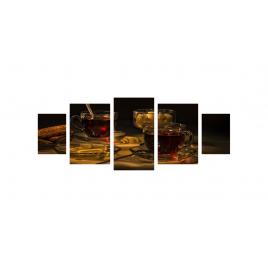 Tablou multicanvas 5 piese 220x90 cm, Food and Drinks model 202