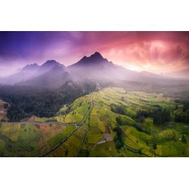 Fototapet autocolant PVC 80x125 cm Campiile si muntii
