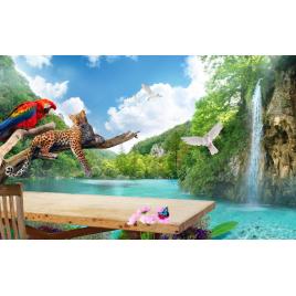 Fototapet autocolant PVC 75x100 cm Cascada din jungla