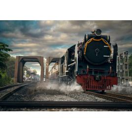 Fototapet autocolant PVC 75x100 cm Plecarea trenului din gara