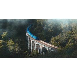 Fototapet autocolant PVC 75x100 cm Trenul din ceata