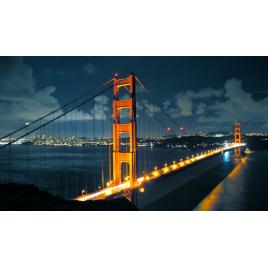 Fototapet autoadeziv Golden Gates noaptea, 75x100 cm